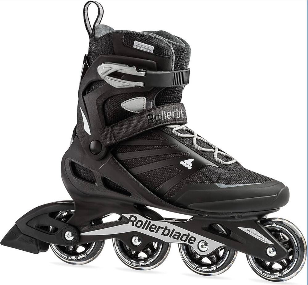 Men's Rollerblade Zetrablade Inline Skates Black Silver Adult Fitness Wheels